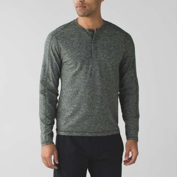 Lululemon Mens Surge Long Sleeve Henley Button Up Casual Athletic T-Shirt Jersey - Picture 1 of 11
